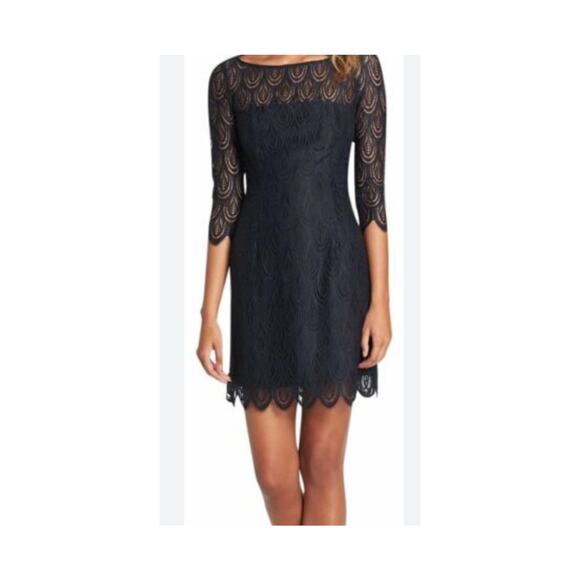 Lilly Pulitzer Sz 14 HERA Navy Blue Scalloped Lace Dress - Picture 1 of 11